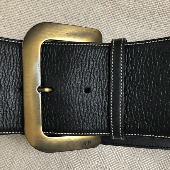 Christian Dior Belt Wide Hip Black Logo Large - Picture 6 of 6